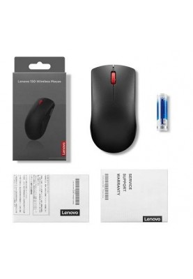 Миша бездротова Lenovo 150, Black, USB, оптична, 1000 dpi, 3 кнопки, 1xAA (GY51L52638)