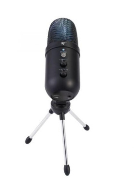 Мікрофон Havit HV-GK51, Black, 3.5 мм, RGB підсвічування, на підставці, 45 дБ, живлення через Type-C