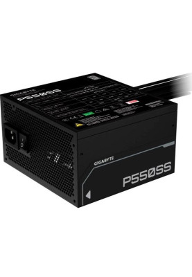 Блок живлення 550 Вт, Gigabyte P550SS, Black, 80+ Silver, Active PFC, 12 см, 2xMolex / 5xSATA / 2x6+2-pin / 1x20+4-pin / 1x4+4-pin, захист OVP/OPP/SCP/UVP/OCP/OTP (GP-P550SS)