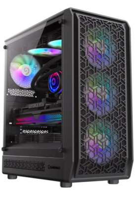 Корпус GameMax Forge MB, Black, без БЖ, Midi Tower, Micro ATX / Mini ITX, Type-C / USB 3.0 / USB 2.0, макс. CPU - 155 мм / VGA - 330 мм, 4x120 мм ARGB, бічна панель із загартованого скла