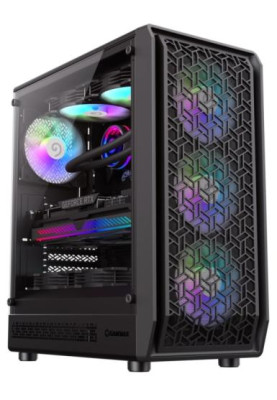 Корпус GameMax Forge AB, Black, без БЖ, Midi Tower, E-ATX / ATX / Micro ATX / Mini ITX, Type-C / USB 3.0 / USB 2.0, макс. CPU - 155 мм / VGA - 330 мм, 6x120 мм ARGB, бічна панель із загартованого скла