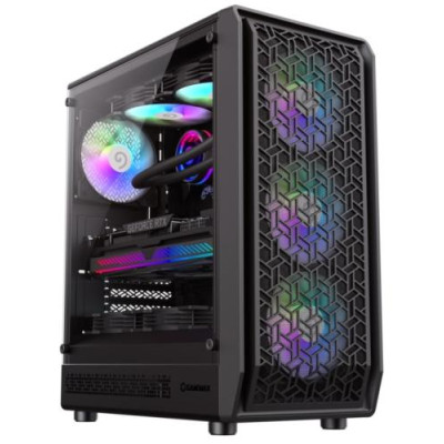 Корпус GameMax Forge AB, Black, без БЖ, Midi Tower, E-ATX / ATX / Micro ATX / Mini ITX, Type-C / USB 3.0 / USB 2.0, макс. CPU - 155 мм / VGA - 330 мм, 6x120 мм ARGB, бічна панель із загартованого скла