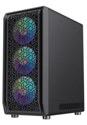 Корпус GameMax Forge AB, Black, без БЖ, Midi Tower, E-ATX / ATX / Micro ATX / Mini ITX, Type-C / USB 3.0 / USB 2.0, макс. CPU - 155 мм / VGA - 330 мм, 6x120 мм ARGB, бічна панель із загартованого скла