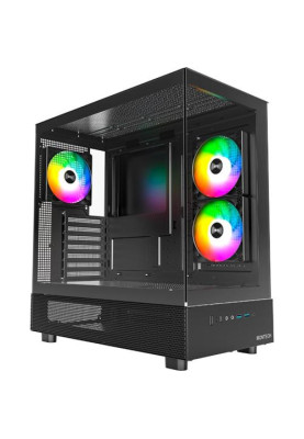 Корпус Montech XR, Black, Mid Tower, без БЖ, для ATX / Micro ATX / Mini ITX, Type-C / 2xUSB 3.0, макс. CPU - 175 мм / GPU - 420 мм, 3x120 мм ARGB, бічна та передня панель із загартованого скла