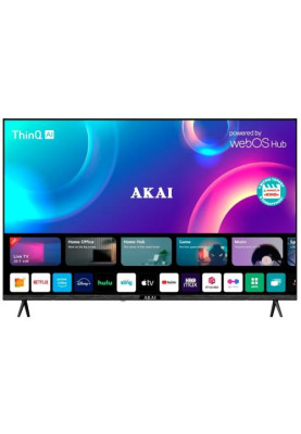 Телевізор 50" Akai AK50UHD22W, Black, LED 4K 3840x2160, 60 Гц, Smart TV, WebOS, голос, DVB-T2/C, 3xHDMI, 2xUSB, VESA 200x200