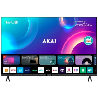 Телевізор 50" Akai AK50UHD22W, Black, LED 4K 3840x2160, 60 Гц, Smart TV, WebOS, голос, DVB-T2/C, 3xHDMI, 2xUSB, VESA 200x200