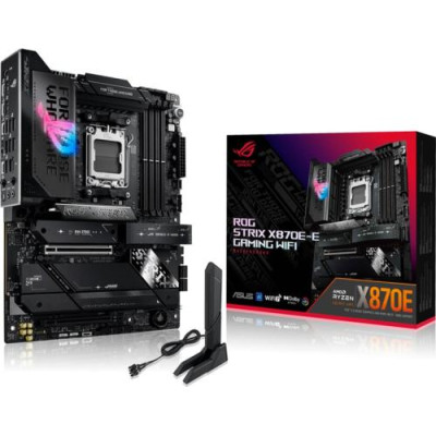 Материнська плата AM5 Asus ROG STRIX X870E-E GAMING WIFI, X870E, 4xDDR5, Int.Video (CPU), 4xSATA3, 5xM.2, 1xPCI-E 5.0 x16, 1xPCI-E 4.0 x1 5.4, Realtek 5Gb, HDMI/2xType-C, ATX