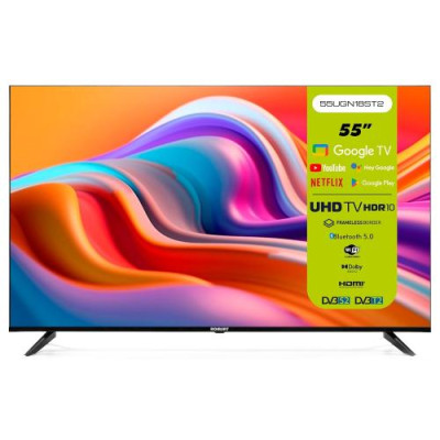 Телевізор 55" Romsat 55UGN18ST2, Black, LED, 3840x2160, 60 Гц, Smart TV, DVB-T2/C/S2, 3xHDMI/VGA, 2xUSB, Vesa 300x200