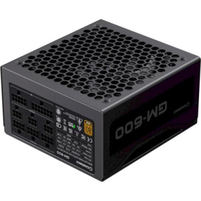 Блок живлення 600 Вт, GameMax GM-600, Black, модульний, 80+ Bronze, 14 см, 2xMolex / 3xSATA / 2x6+2-pin / 1x4+4-pin / 1x20+4-pin, захист OVP / UVP / OTP / OCP / OLP / OPP / SCP