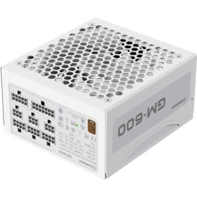 Блок живлення 600 Вт, GameMax GM-600, White, модульний, 80+ Bronze, 14 см, 2xMolex / 3xSATA / 2x6+2-pin / 1x4+4-pin / 1x20+4-pin, захист OVP / UVP / OTP / OCP / OLP / OPP / SCP
