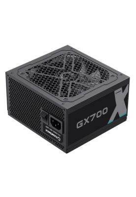 Блок живлення 700 Вт, GameMax GX-700, Black, 80+ Gold, 12 см, 3xMolex / 6xSATA / 4x6+2-pin / 2x4+4-pin / 1x20+4-pin, захист OVP / OPP / OCP / SCP / OTP / UVLO