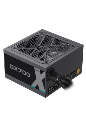 Блок живлення 700 Вт, GameMax GX-700, Black, 80+ Gold, 12 см, 3xMolex / 6xSATA / 4x6+2-pin / 2x4+4-pin / 1x20+4-pin, захист OVP / OPP / OCP / SCP / OTP / UVLO