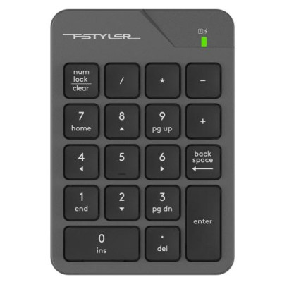 Клавіатура бездротова A4Tech FGK21C "Fstyler", Black/Grey, USB 2.4GHz, цифрова (18 низькопрофільних кнопок), Type-C, акумулятор