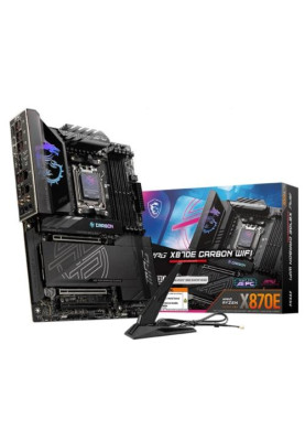 Материнська плата AM5 MSI MPG X870E CARBON WIFI, X870E, 4xDDR5, Int.Video (CPU), 4xSATA3, 4xM.2, 2xPCI-E 5.0 x16, 1xPCI-E 4.0 x16, ALC4080, WiFi 7, Bluetooth 5.4, Realtek 8126 5G + Realtek 8125 2.5G, HDMI/2xType-C, ATX