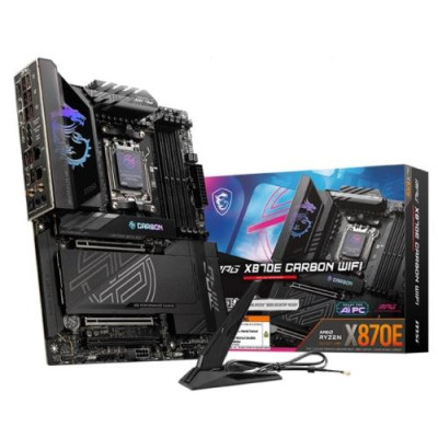 Материнська плата AM5 MSI MPG X870E CARBON WIFI, X870E, 4xDDR5, Int.Video (CPU), 4xSATA3, 4xM.2, 2xPCI-E 5.0x16, 1xPCI-E 4.0x16, ALC40 8126 5G + Realtek 8125 2.5G, HDMI/2xType-C, ATX