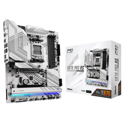 Материнська плата AM5 ASRock X870 Pro RS, X870, 4xDDR5, Int.Video (CPU), 4xSATA3, 3xM.2, 1xPCI-E 5.0 x16, 1xPCI-E 4.0 x16, ALC1220, RTL8 7xUSB3.2/9xUSB2.0, HDMI/2xType-C, ATX