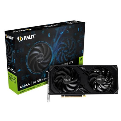 Відеокарта GeForce RTX 4070, Palit, Dual, 12Gb GDDR6, 192-bit, HDMI/3xDP, 2475/20000 MHz, 8-pin (NE64070019K9-1048D)