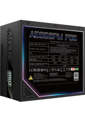 Блок живлення 850 Вт, Gigabyte AORUS ELITE P850W, Black, модульний, 80+ Platinum, 12 см FDB, 8xSATA / 4xMolex / 1x16-pin / 6x6+2-pin / 2x4+4-pin / 1x20+4-pin, захист OVP/OPP/SCP/UVP/OCP/OTP (GP-AE850PM PG5)