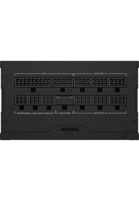 Блок живлення 850 Вт, Gigabyte AORUS ELITE P850W, Black, модульний, 80+ Platinum, 12 см FDB, 8xSATA / 4xMolex / 1x16-pin / 6x6+2-pin / 2x4+4-pin / 1x20+4-pin, захист OVP/OPP/SCP/UVP/OCP/OTP (GP-AE850PM PG5)