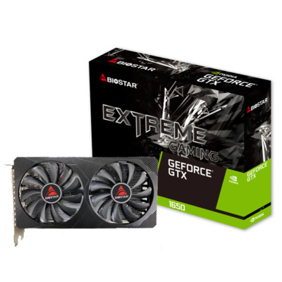 Відеокарта GeForce GTX 1650, Biostar, 4Gb GDDR6, 128-bit, DVI-D/HDMI/DP, 1590/12000 MHz, 6-pin (VN1656XF41)
