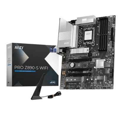 Материнська плата LGA1851, MSI PRO Z890-S WIFI, Z890, 4xDDR5, 1xPCI-E 5.0 x16, 2xPCI-E 4.0 x16, 1xPCI-E 3.0 x16, 4xSATA3, 3xM.2, ALC897, Realtek 8125D, WiFi 7, Bluetooth 5.4, HDMI/DP/Type-C, ATX