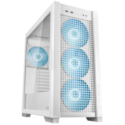 Корпус Asus TUF Gaming GT302 ARGB, White, без БЖ, Mid Tower, для EATX / ATX / Micro ATX / Mini ITX, 1xType-C / 2xUSB 3.2, макс. CPU - 165 мм / VGA - 407 мм, 4x140 мм ARGB, бічна панель із загартованого скла