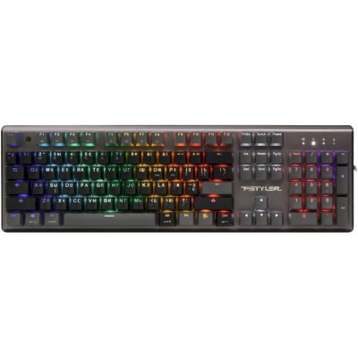 Клавіатура A4Tech FS100 Stone Black "Fstyler", Black/Grey, USB, 10 режимів підсвічування, 1.8 м, UA/RU/US