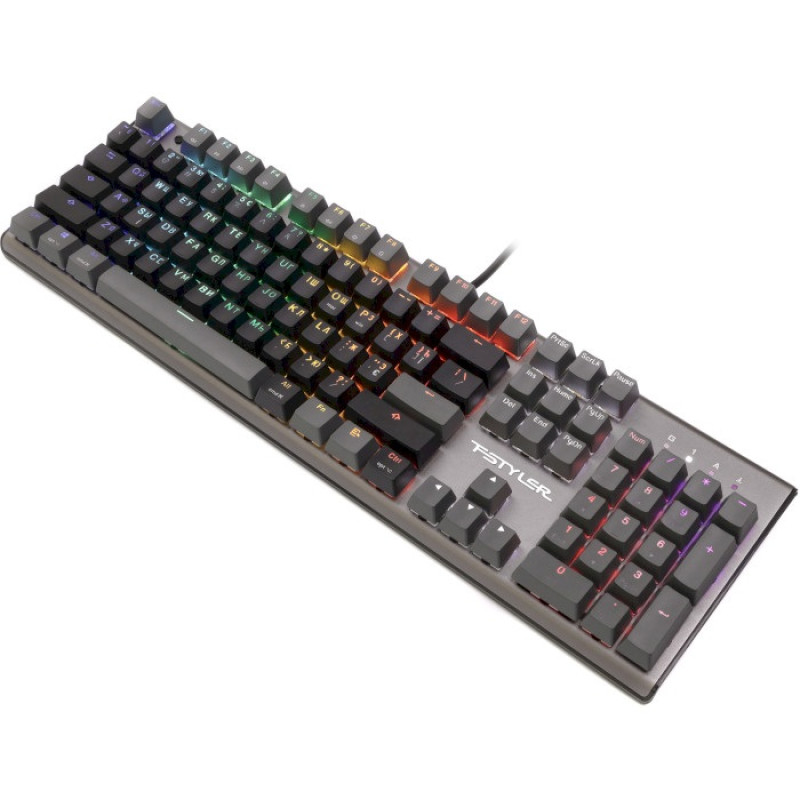 Клавіатура A4Tech FS100 Stone Black "Fstyler", Black/Grey, USB, 10 режимів підсвічування, 1.8 м, UA/RU/US