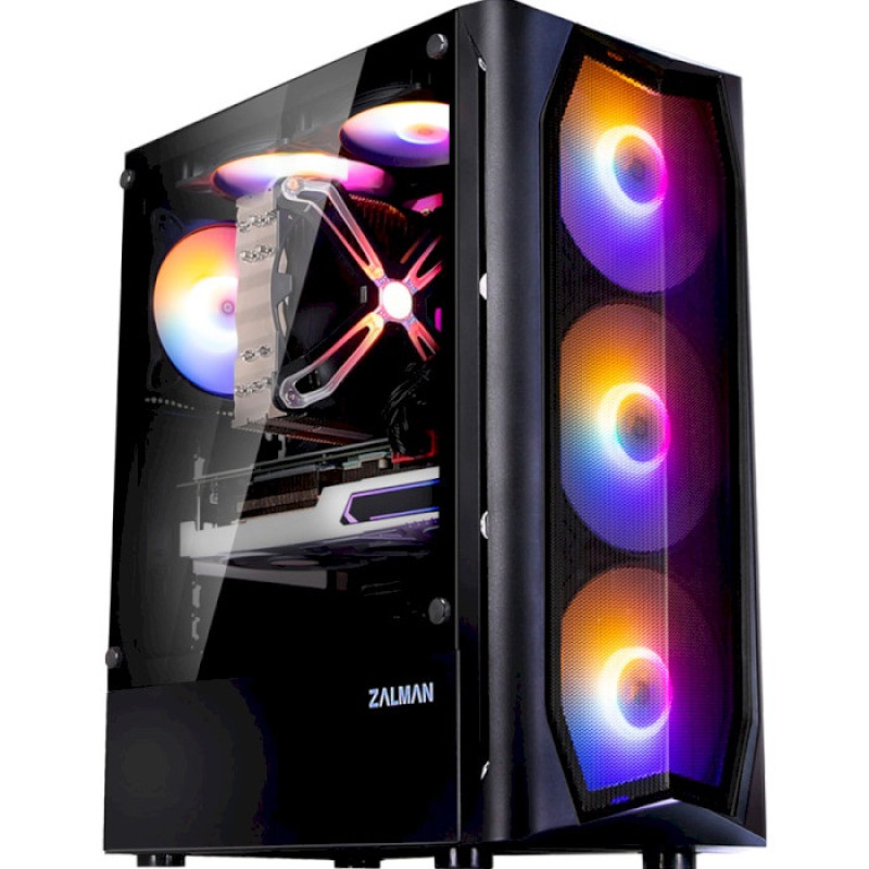 Корпус Zalman N4 (Rev.1), Black, Mid Tower, без БЖ, для ATX / Micro ATX / Mini ITX, 1xUSB 3.0 / 2xUSB 2.0, макс. CPU - 163 мм / VGA - 315 мм, 3x140 мм RGB / 3x120 мм RGB, бічна панель із загартованого скла