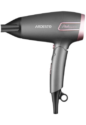 Фен Ardesto HD-R350PT, Gray/Pink, 2000W, 2 швидкості, 2 режими, концентратор, функція "Cool Shot", захист від перегріву, складна ручка, DC двигун
