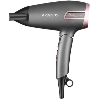 Фен Ardesto HD-R350PT, Gray/Pink, 2000W, 2 швидкості, 2 режими, концентратор, функція "Cool Shot", захист від перегріву, складна ручка, DC двигун