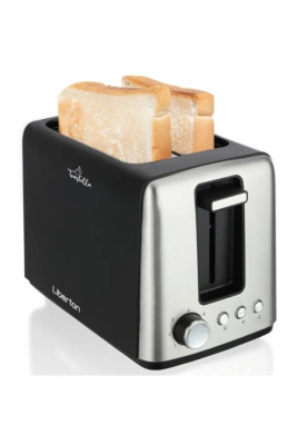 Тостер Liberton LET-5703, Black/Inox, 750W, 2 тости, 2 відділення, 7 режимів підсмажування, з'ємний піддон для крихт