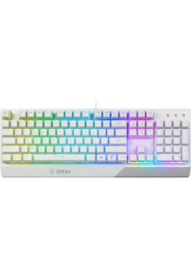 Клавіатура MSI VIGOR GK30, White, USB, механічні плунжерні перемикачі, 6-зонне повнокольорове підсвічування, водостійка конструкція, 1.8 м