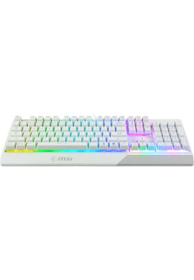Клавіатура MSI VIGOR GK30, White, USB, механічні плунжерні перемикачі, 6-зонне повнокольорове підсвічування, водостійка конструкція, 1.8 м