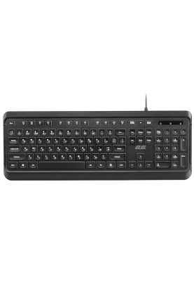 Клавіатура 2E KS120, Black, USB, біле підсвічування, 12 мультимедіа клавіш, 1.5 м, UA / EN (2E-KS120UB_UA)