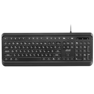 Клавіатура 2E KS120, Black, USB, біле підсвічування, 12 мультимедіа клавіш, 1.5 м, UA/EN (2E-KS120UB_UA)