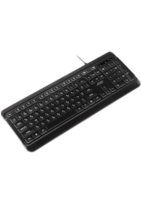 Клавіатура 2E KS120, Black, USB, біле підсвічування, 12 мультимедіа клавіш, 1.5 м, UA / EN (2E-KS120UB_UA)