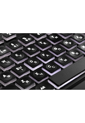 Клавіатура 2E KS120, Black, USB, біле підсвічування, 12 мультимедіа клавіш, 1.5 м, UA / EN (2E-KS120UB_UA)