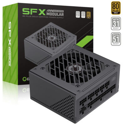 Блок живлення 750 Вт, GameMax GS-750G, Black, SFX, модульний, 80+ Gold, Active PFC, 9.2 см, 3xMolex / 4xSATA / 1x16-pin / 3x2+6-pin / 2x4+4-pin / 1x20+4-pin, захист OVP / UVP / OCP / OTP / OPP / SCP