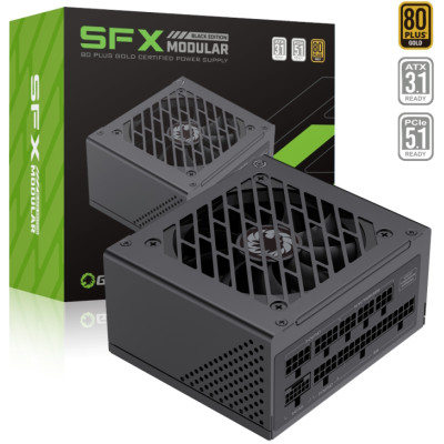 Блок живлення 650 Вт, GameMax GS-650G, Black, SFX, модульний, 80+ Gold, Active PFC, 9.2 см, 3xMolex / 4xSATA / 3x2+6-pin / 1x4+4-pin / 1x20+4-pin, захист OVP / UVP / OCP / OTP / OPP / SCP