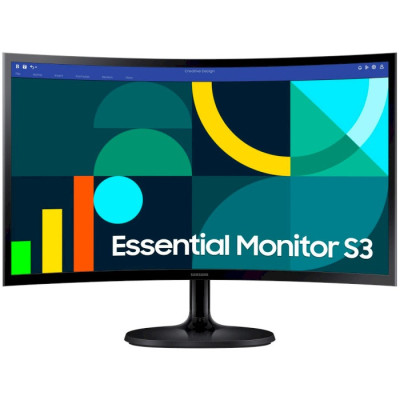 Монітор вигнутий 24" Samsung S24D360G, Black, WLED, VA, 1920×1080, 16:9, 4 мс, 250 кд/м², 3000:1, 1800R, 178°/178°, HDMI/VGA, 2xUSB 2. (LS24D360GAIXCI)