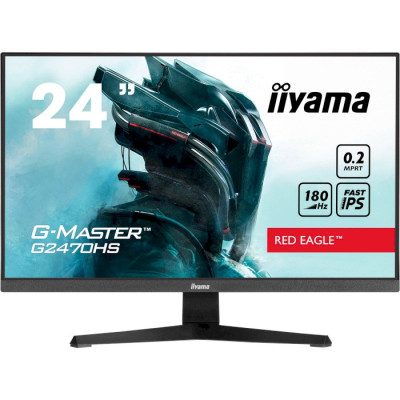 Монітор 23.8" Iiyama G-Master G2470HS-B1, Black, Adaptive Sync, LED, Fast (Rapid) IPS, 1920x1080, 180 Гц, 0.2 мс, 300 кд/м², 1000:1, 178°/178°, DP/HDMI/USB, Vesa 100x100, 2х2 Вт
