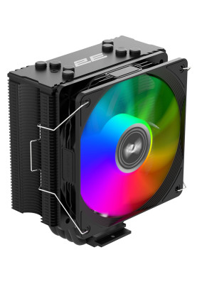 Кулер для процесора 2E Gaming Air Cool ACN120B ARGB, Black, алюміній, мідні теплові трубки, 1x120 мм ARGB, для Intel 1700/1366/1200/115x, AMD AM5/AM4, до 180 Вт (2E-ACN120B-ARGB)