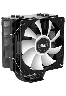 Кулер для процесора 2E Gaming Air Cool ACN120B ARGB, Black, алюміній, мідні теплові трубки, 1x120 мм ARGB, для Intel 1700/1366/1200/115x, AMD AM5/AM4, до 180 Вт (2E-ACN120B-ARGB)