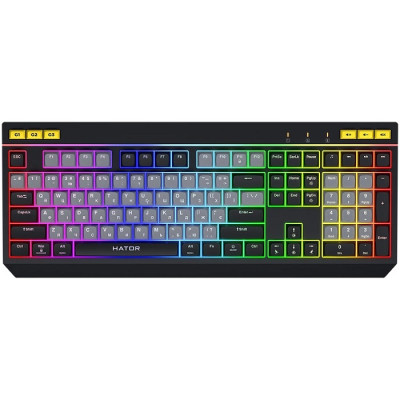 Клавіатура мембранна HATOR Icefall HTK401UA Black/Grey, RGB-підсвічування, USB, 440 х 170 х 20 мм, довжина кабелю 1.8 м (HTK401UA)