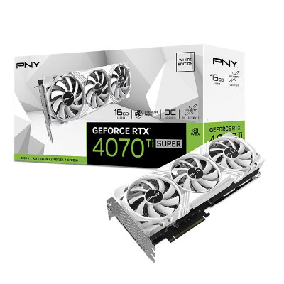 Відеокарта GeForce RTX 4070 Ti SUPER, PNY, VERTO OC (White Edition), 16Gb GDDR6X, 256-bit, HDMI/3xDP, 2655/21000 MHz, 16-pin (VCG4070TS16TFWXPB1-O)