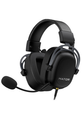Навушники Hator Hypergang 2 USB 7.1 Titanium Edition, Black (HTA-945), Mini jack, USB Type-А, знімний мікрофон, чутливість навушників 110 дБ, довжина кабелю 1м + 2м USB