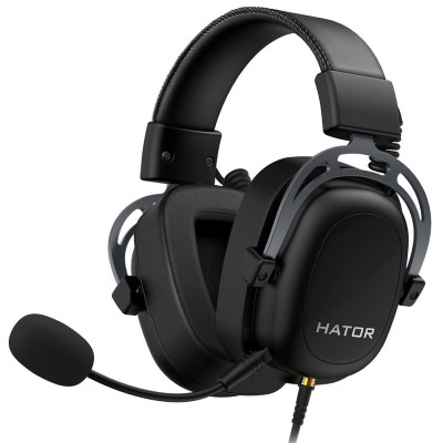Навушники Hator Hypergang 2 USB 7.1 Titanium Edition, Black (HTA-945), Mini jack, USB Type-А, знімний мікрофон, чутливість навушників 110 дБ, довжина кабелю 1м + 2м USB