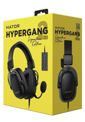 Навушники Hator Hypergang 2 USB 7.1 Titanium Edition, Black (HTA-945), Mini jack, USB Type-А, знімний мікрофон, чутливість навушників 110 дБ, довжина кабелю 1м + 2м USB