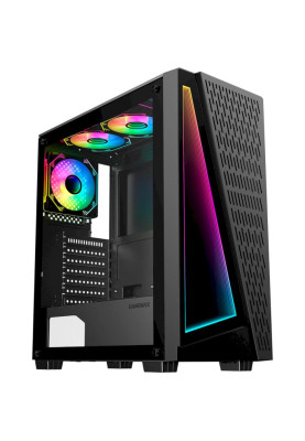 Корпус GameMax Prism, Black, без БЖ, Mid Tower, для ATX / MicroATX / Mini-ITX, 2xUSB 2.0 / 1xUSB 3.0, макс. CPU - 165 мм / VGA - 320 мм, 3x120 мм (PRISM)